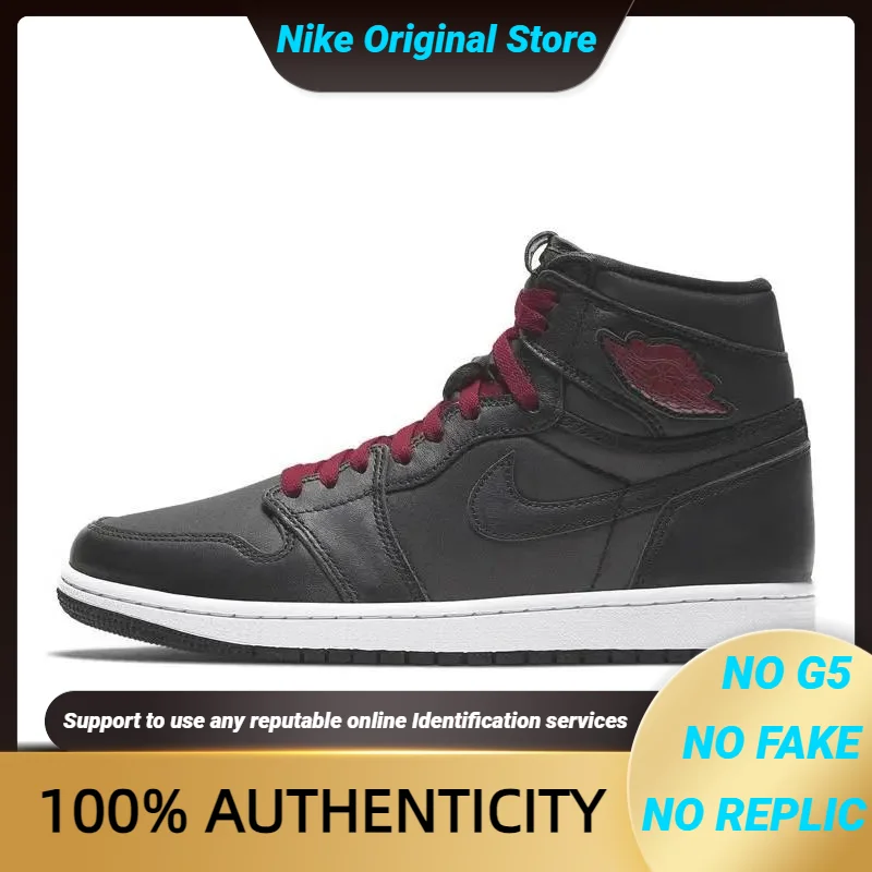 Кроссовки Nike Jordan Air 1 в стиле ретро высокие кроссовки из черного атласа/Красного