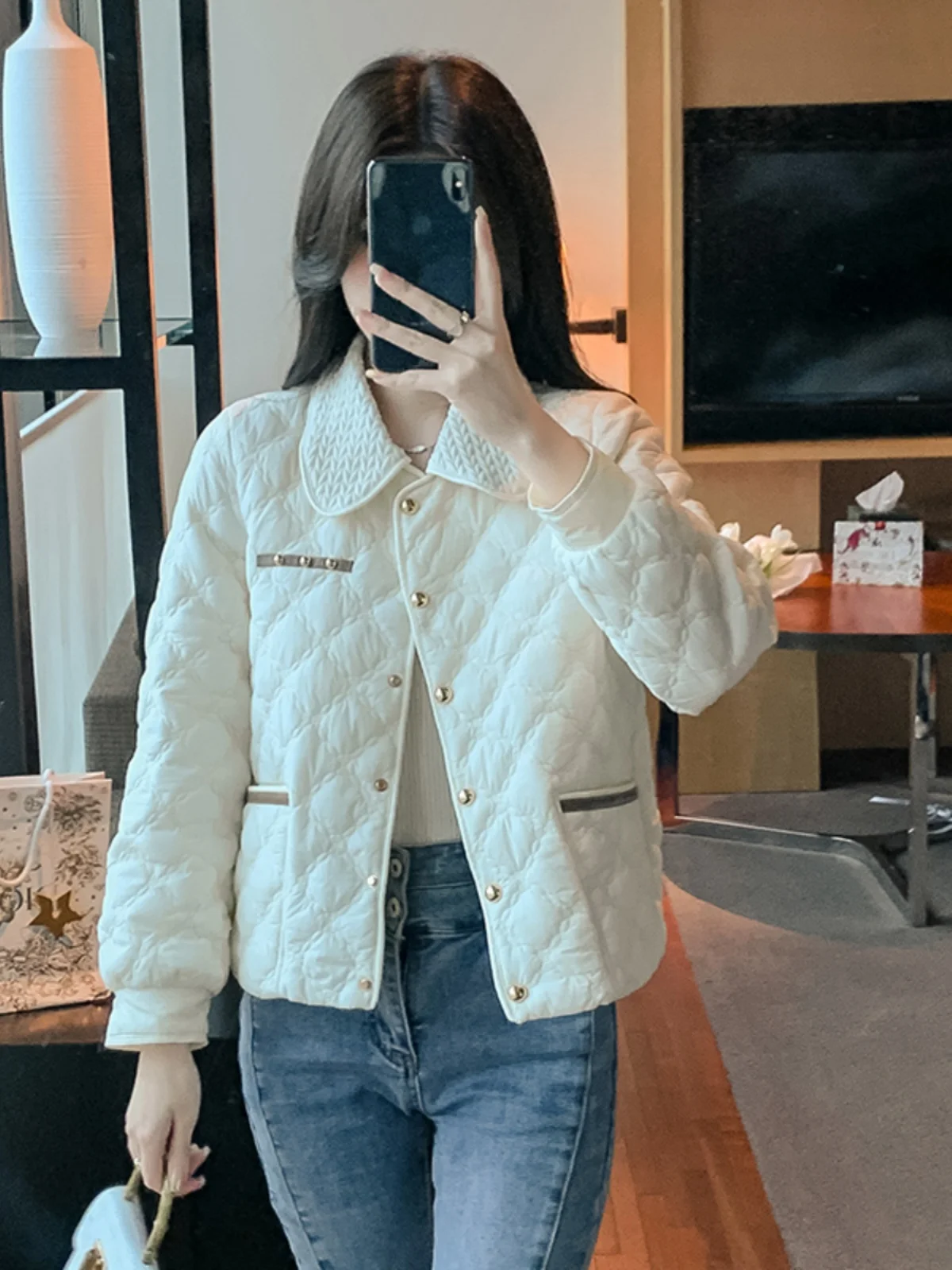 Counter Yi Amashi 2024 женская одежда осенне-зимняя новая легкая стеганая куртка с