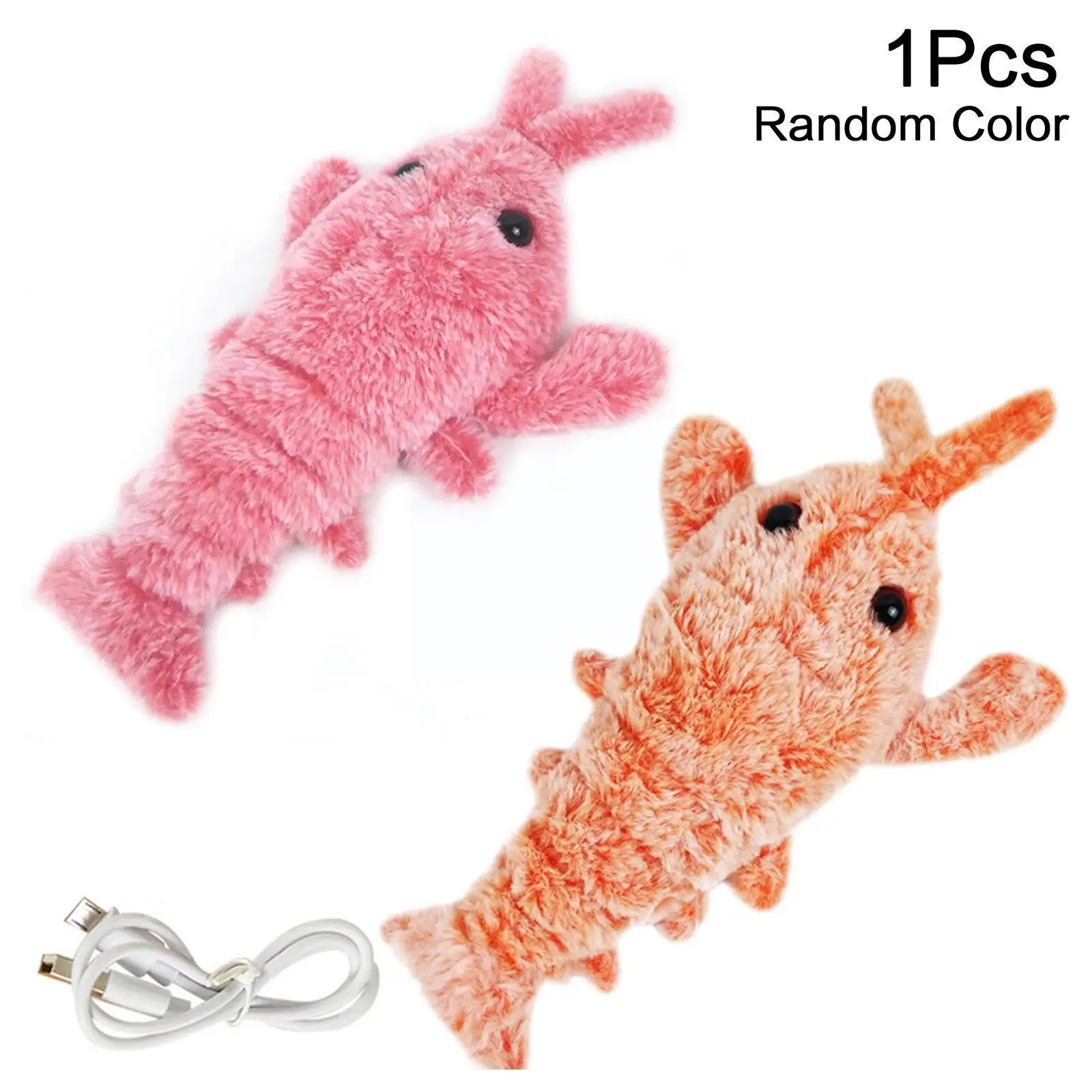 Funny Cat Plush Toy Gravity Jumping Shrimp USB Rechargeable Toys Cat Moving Lobster Pet Plush Electric Wagging Toy Floppy S4L2
