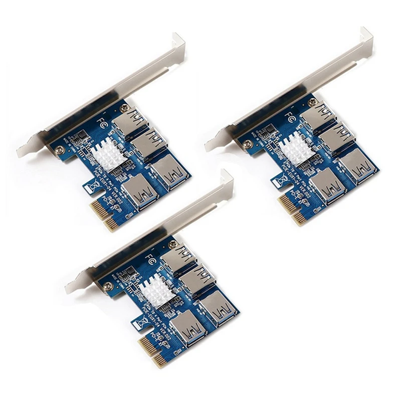 

PCI-E to USB Adapter 4-Port PCI-E X1 to USB 3.0 Riser Card Extender Board Mining Accessory
