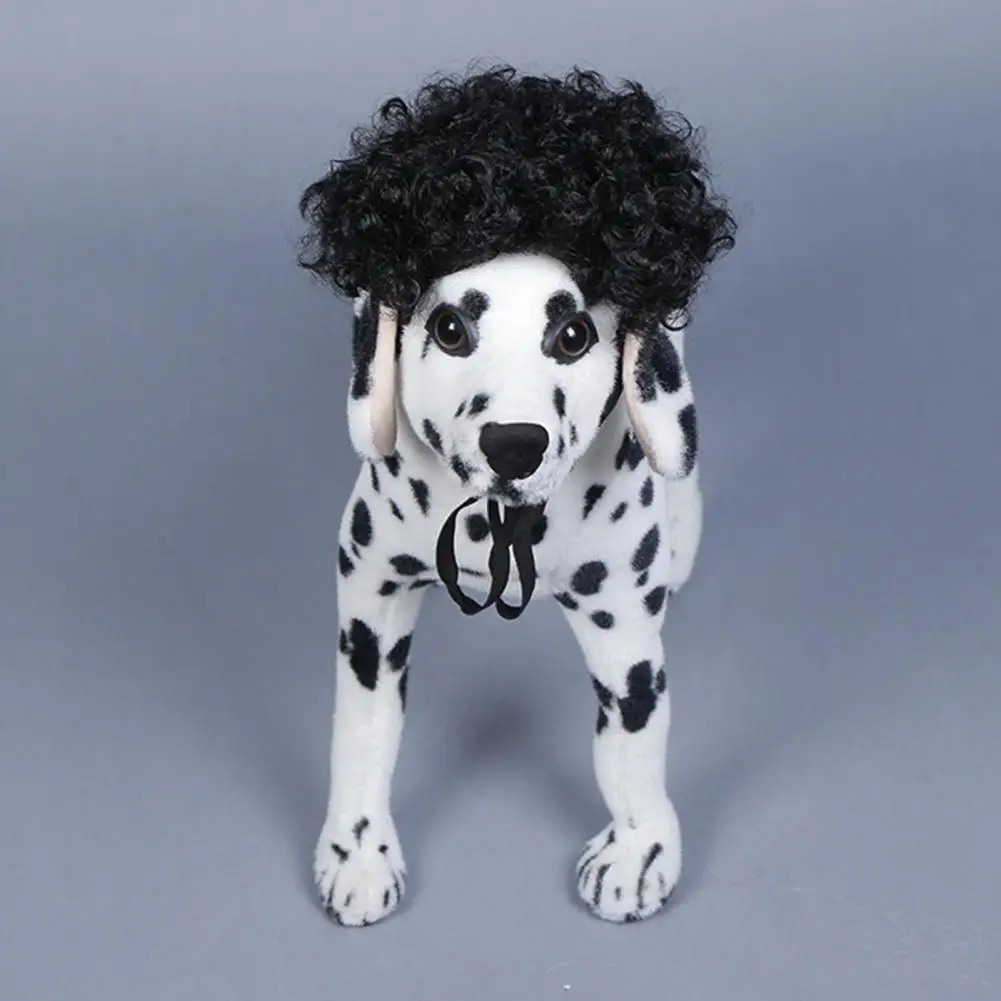 Парик для домашних животных забавная шапка с искусственными вьющимися черными