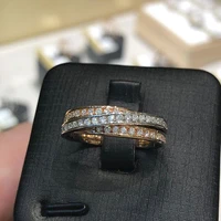 huitan fancy cross design wedding rings for women luxury inlaid shiny cz two tone creative lady finger rings new fashion jewelry