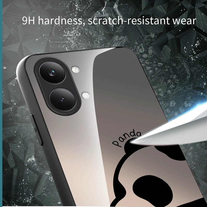 Фото Чехол из закаленного стекла для Xiaomi Poco X8 Max, защитный чехол с рисунком панды, задняя крышка, чехол-футляр №4