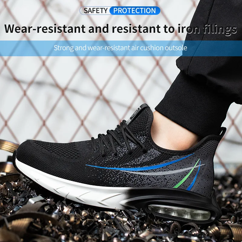 

Breathable Men Work Safety Shoes Anti-smashing Steel Toe Cap Working Boots Construction Indestructible Work Sneakers Men Shoes