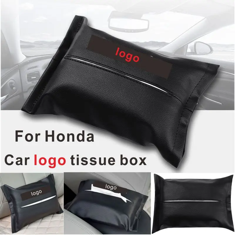

For Honda Embroidery Car logo Tissue Box Pack Tissue Cover Car Household Tissue Bag Paper Pumping Fabric Pumping Paper Box Bag