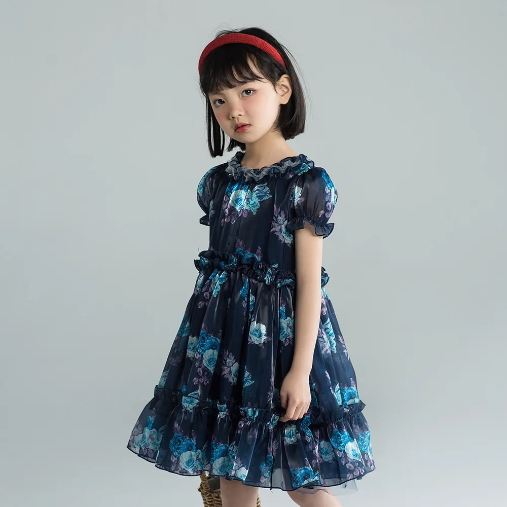 Купи 2022 Summer Princess Dress For Girls 3-12 Years Floral Puff Sleeve Kids Costumes Children New Fashion Chiffon Party Prom Dress за 749 рублей в магазине AliExpress