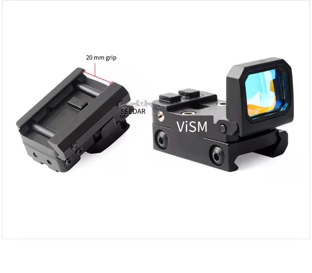 Складной тактический прицел VISM Glock 20 мм с красной точкой черный голографический |