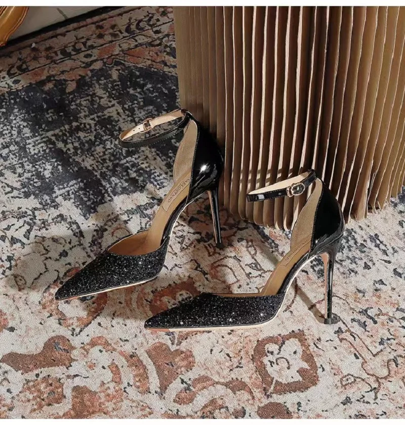 2023 Summer Brand Women's High Heels Shiny Women's Sandals Sexy Party Women's Pumps High Quality Comfortable Wedding Shoes