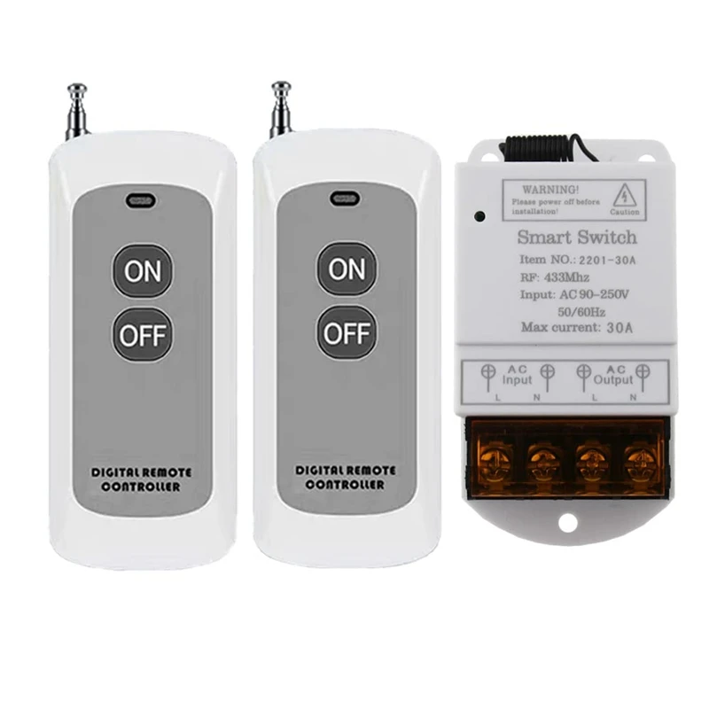 

RISE-433MHZ Wireless Remote Switch AC 110V/120V/220V/ 30A 1CH Relay RF Remote Control Light Switches For Pump Security System
