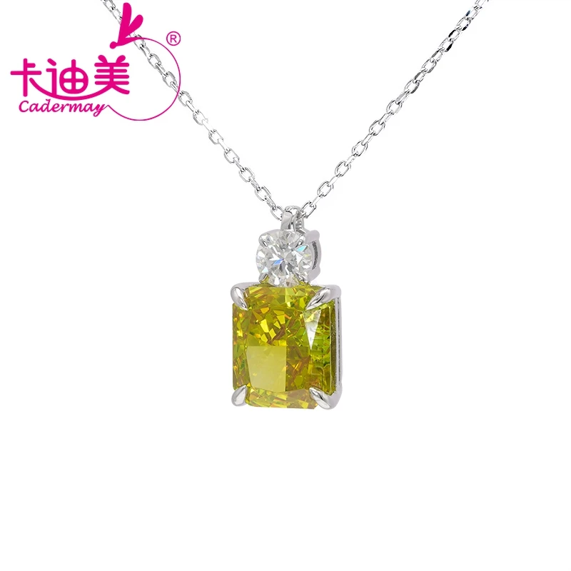 CADERMAY Custom Jewelry Radiant Cut Moissanite S925 Sterling Silver Octagon ZC Pendant Necklace For Women Party Gifts