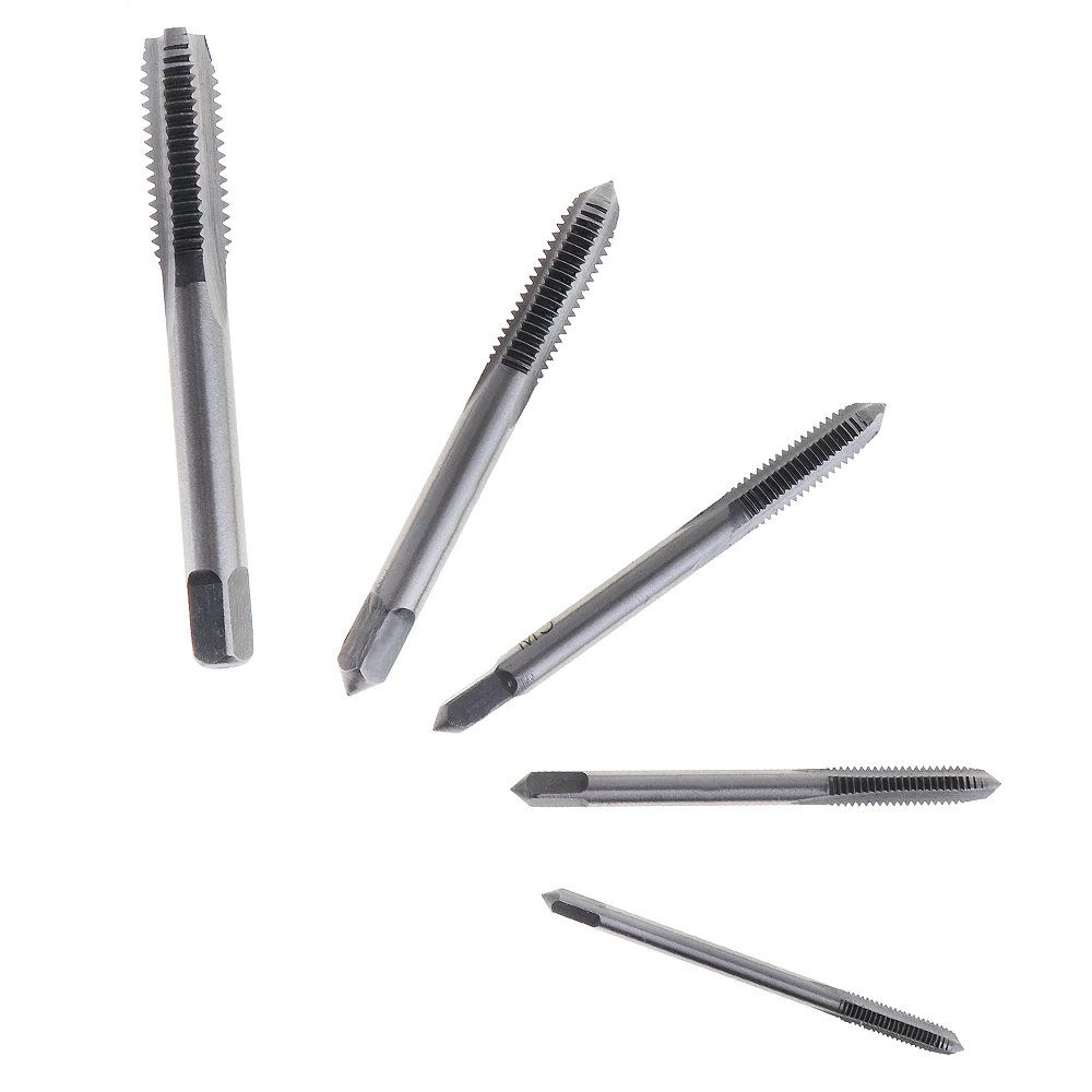 

5pcs HSS Tap Die Machine Spiral Point Straight Fluted Screw Thread Hand Tools M3-M8 Diameter and 3 Flute for Hand / Machine