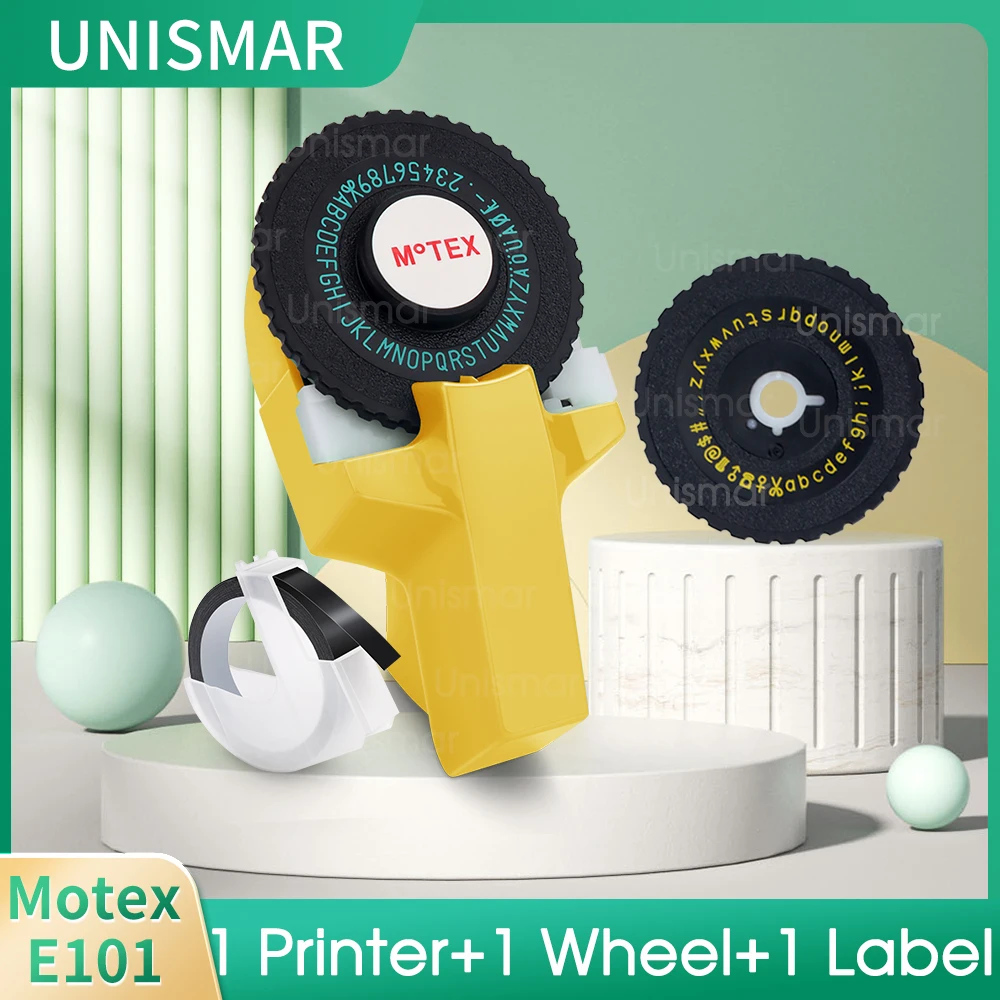 

MOTEX E101 3D Embossing Printer Compatible for DYMO 3D 9mm Label Tape DIY Sticker Manual Typewriter MOTEX E-101 Labeling Machine