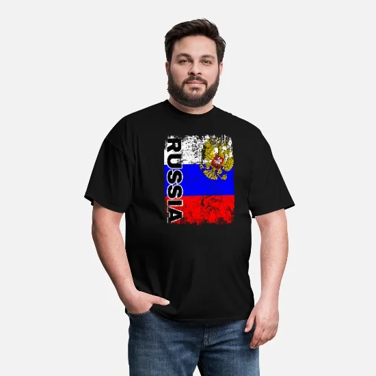 

Vintage Russia Flag Double-head Eagle Emblem Russian Roots Patriotic Gift T Shirt New 100% Cotton Short Sleeve O-Neck T-shirt