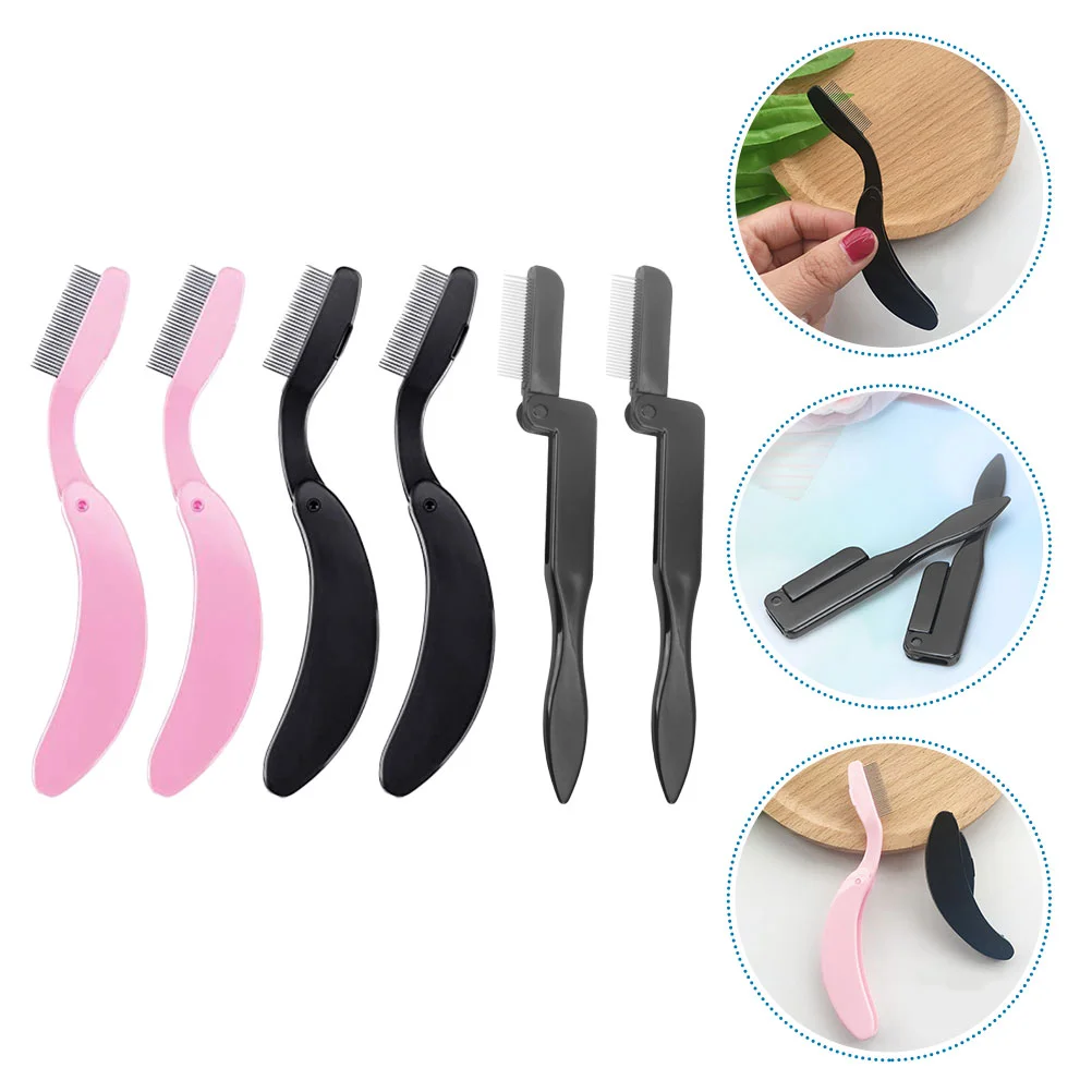 

Comb Eyebrow Brush Eyelash Grooming Lash Folding Makeup Curved Tool Eye Brushes Separator Mascara Curler Dual Stainless Steel