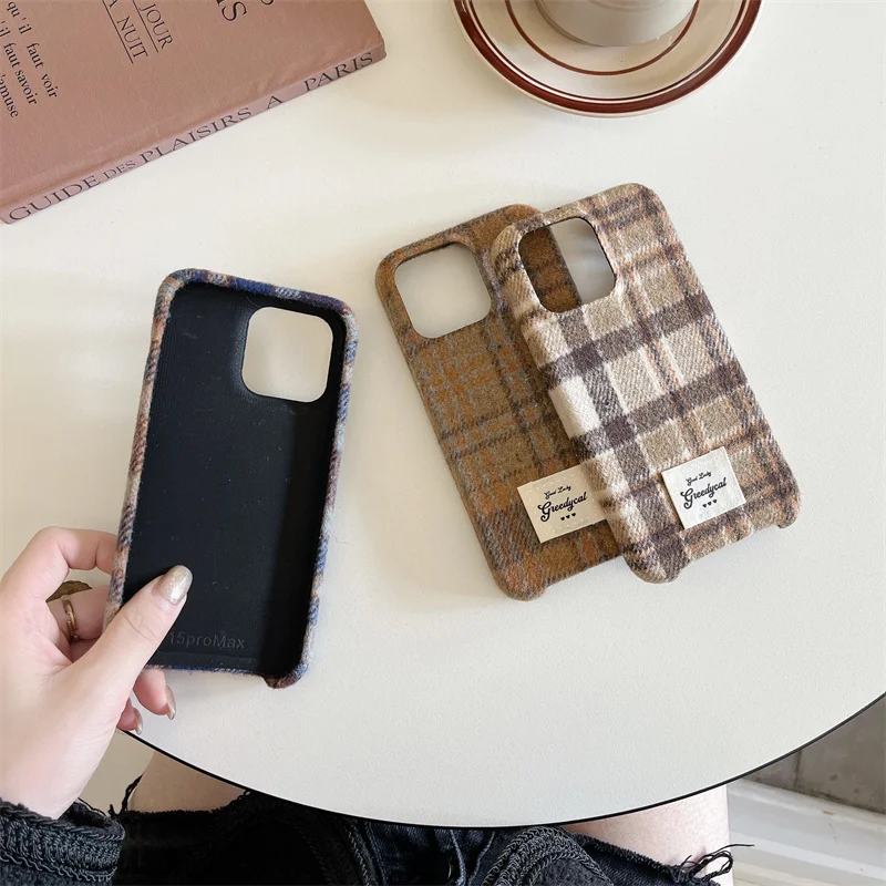 Корейский популярный милый решетчатый шерстяной овечий пушистый меховой чехол