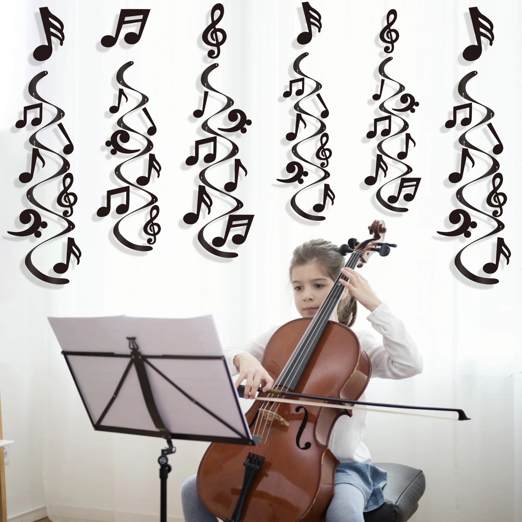 

21pcs Piano Violin Musical Note Ceiling Hanging Swirls Birthday Party Background Wall Hanging Spiral Pendant DIY Decoration