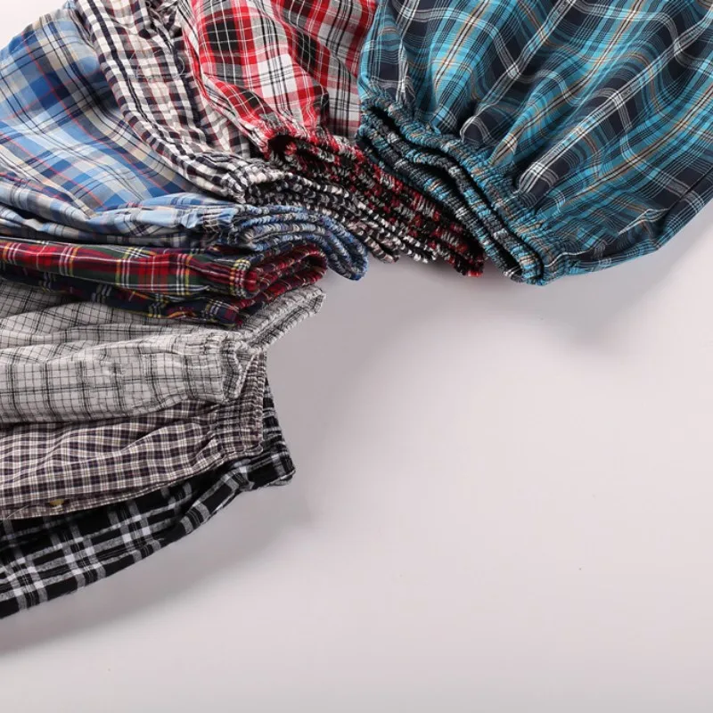 3pcs/lot Mens Underwear Men Boxers Shorts Casual Boxershorts Cotton Sleep Underpants Plaid Loose Arrow Panties Male Sexy Briefs