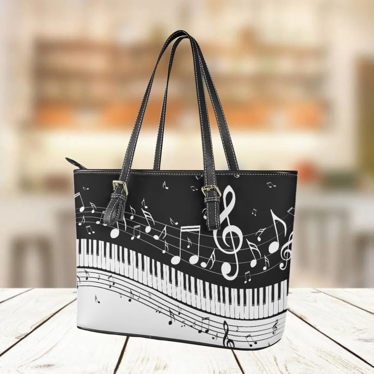 Piano Fashion Leather Shoulder Bags for Women Handbags Music Note Design Large Capacity Saddle Bag Female Clutch Bolsa Mujer