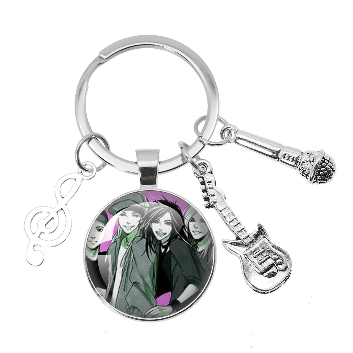 Фото Поп Ретро рок-группа Tokio Hotel Bill Kaulitz Band Горячая музыка с изображением песен Стеклянный кулон Брелок Ювелирные изделия Очаровательный брелок Вентиляторы №5
