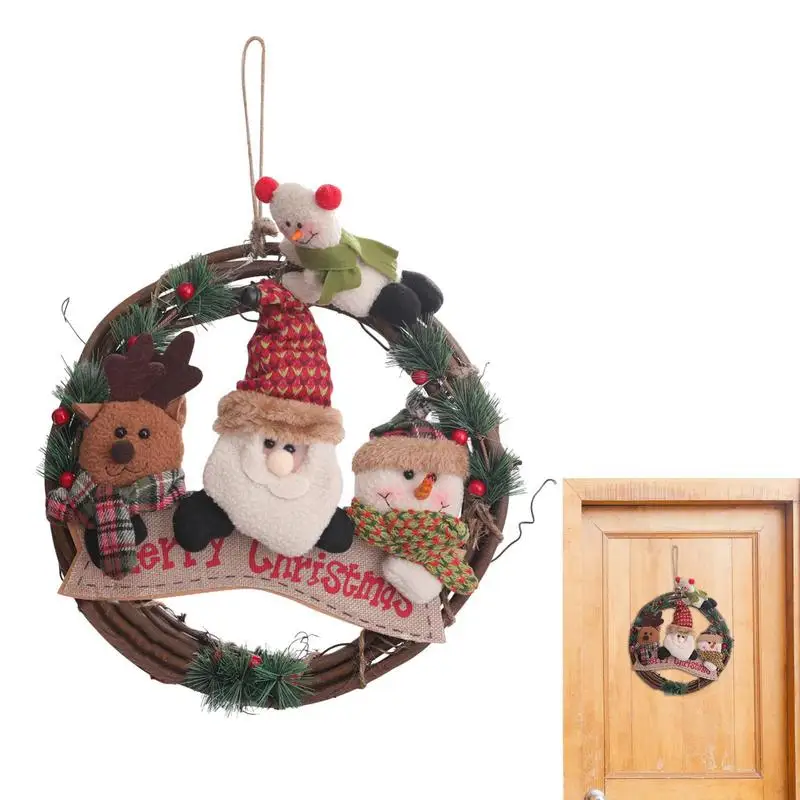 

Artificial Christmas Wreath Outdoor Christmas Wreath Rattan Wreath Create A Christmas Atmosphere With Doll Pendant For Front