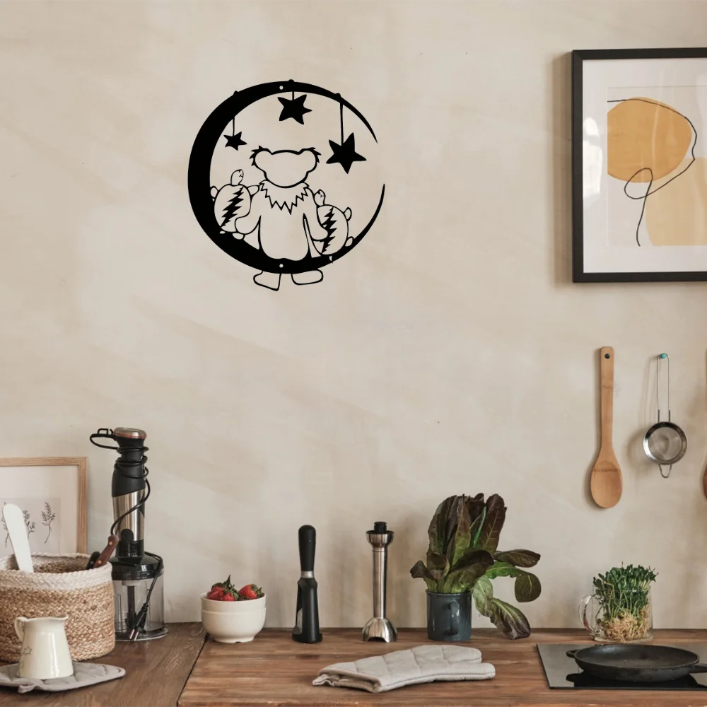 Очаровательное Металлическое Настенное Искусство-украшение С Лунным Медведем И