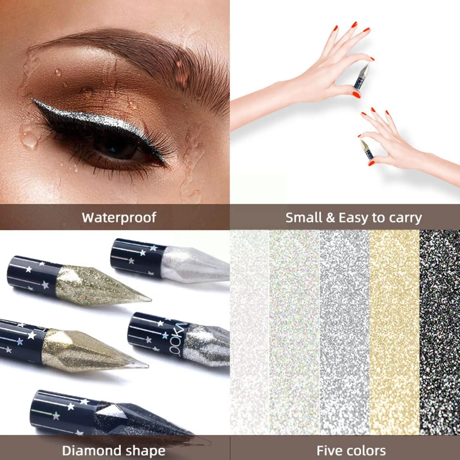 

Liquid Eyeliner Professional Shimmer Eyeliner Women Makeup Cosmetics Pigment Silver Rose Gold Liquid Glitter Eyeliner For W F7Q9