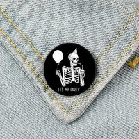 skull my party printed pin custom funny brooches shirt lapel bag cute badge cartoon cute jewelry gift for lover girl friends