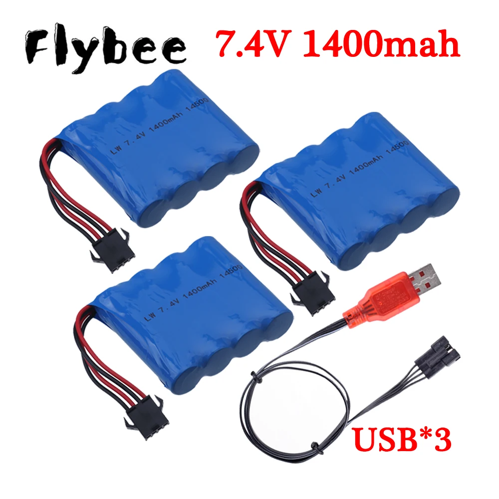 

14500 7.4V 1400mAh lithium battery For DE36W DE65 RC Car 1:16 RC Off-Road 4WD High-Speed Drift Racing Vehicle Spare Battery