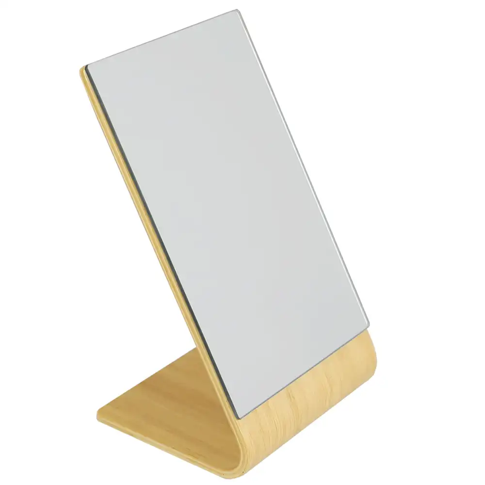 

NEW Angled Single Sided Bamboo Desktop Mirror Natural