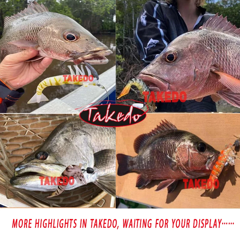 Фото Искусственная приманка для креветок TAKEDO LV01A, 120 мм, 17 г, ТПР, Мягкая приманка для креветок, Мягкая приманка с крючком 5/0 VMC для окуня №2