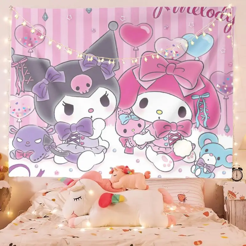 Sanrio Kuromi мультфильм взрыв настенная ткань фон мелодия распространенный стол