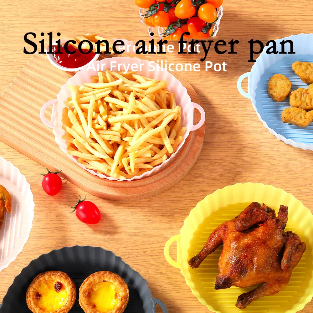 

New AirFryer Silicone Pot Air Fryers Oven Baking Tray Fried Pizza Chicken Basket Mat Round Liner Replacemen Grill Pan Accessorie