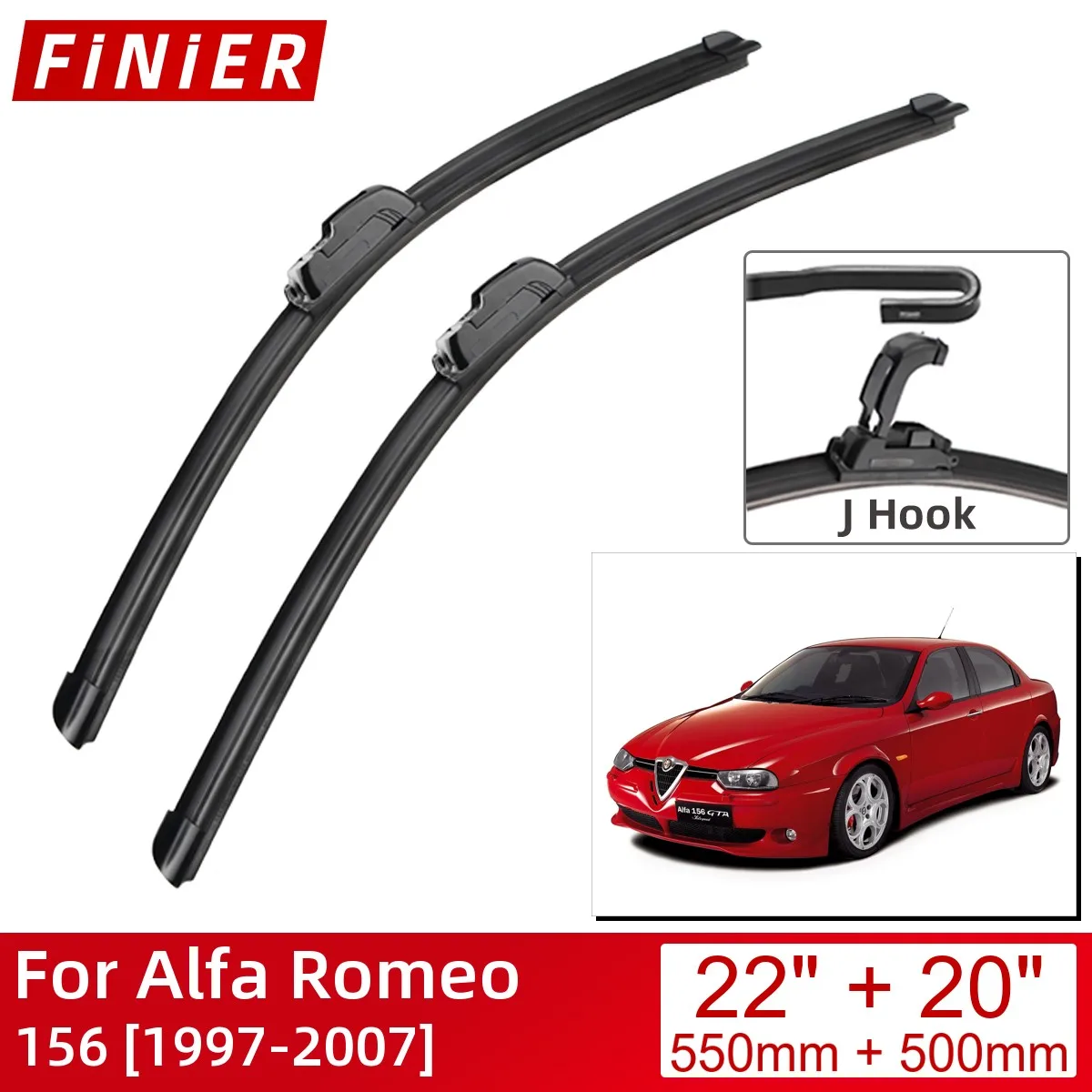 

Щетки стеклоочистителя для Alfa Romeo 156 1997-2007 22 дюйма + 20 дюймов, Аксессуары для автомобилей, щетки стеклоочистителя, стеклоочистители U Type J, крюч...
