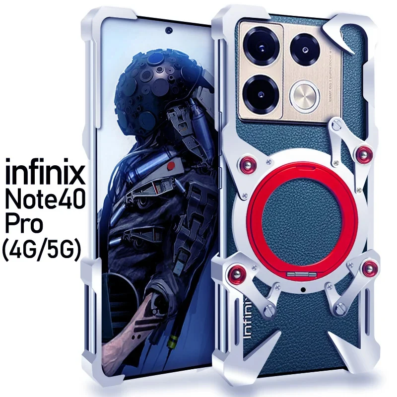 Фото Роскошный металлический чехол Zimon New Thor Heavy Duty Armor из алюминия для Infinix GT 10, 20, Note 40, 50 Pro+ (задняя крышка, защитный чехол) №1