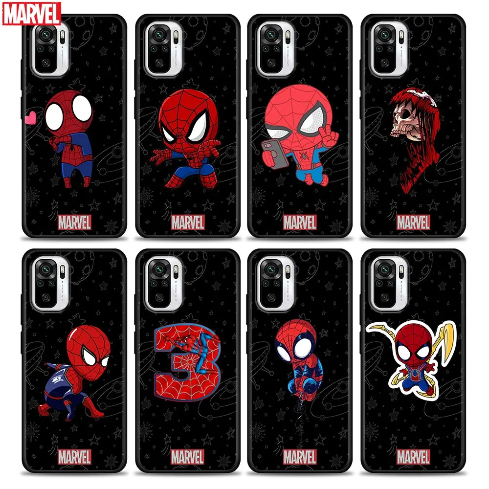 

Phone Case for Redmi Note 10 11 11S 11E 7 8 8T 9 9S 9T Pro Plus 4G 5G Soft Silicone Case Cover Cute Spider-Man Marvel