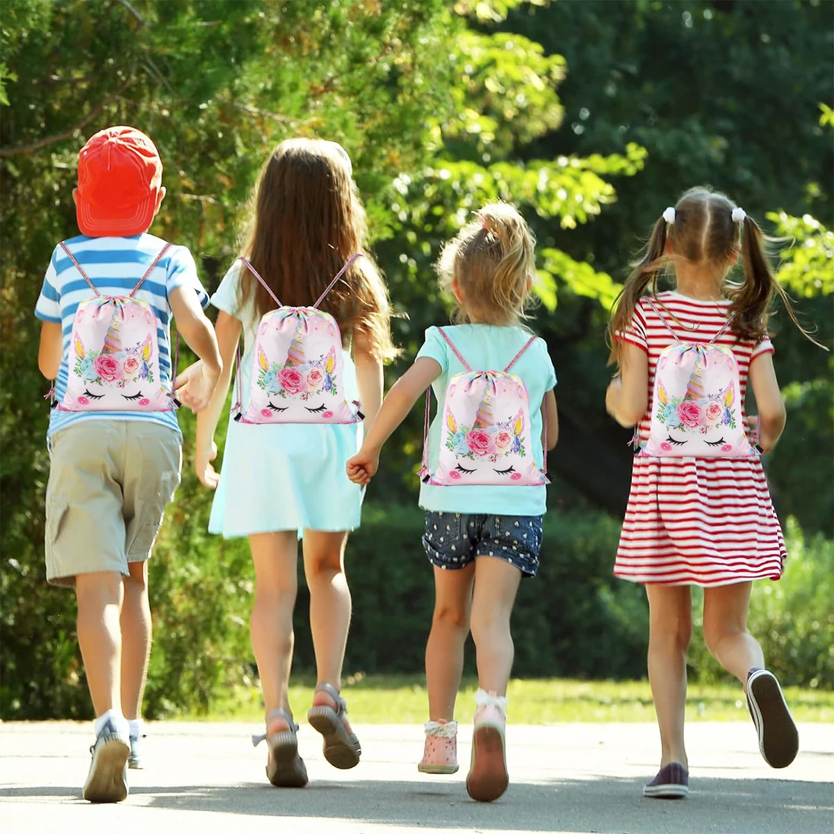 Сумка для хранения на шнурке с карманом рюкзак единорогом взрослых и детей