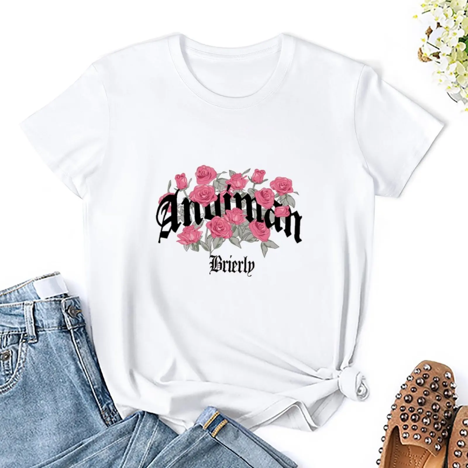 

Женская футболка с коротким рукавом, розовая футболка с милым принтом, модель 2023 на весну и лето