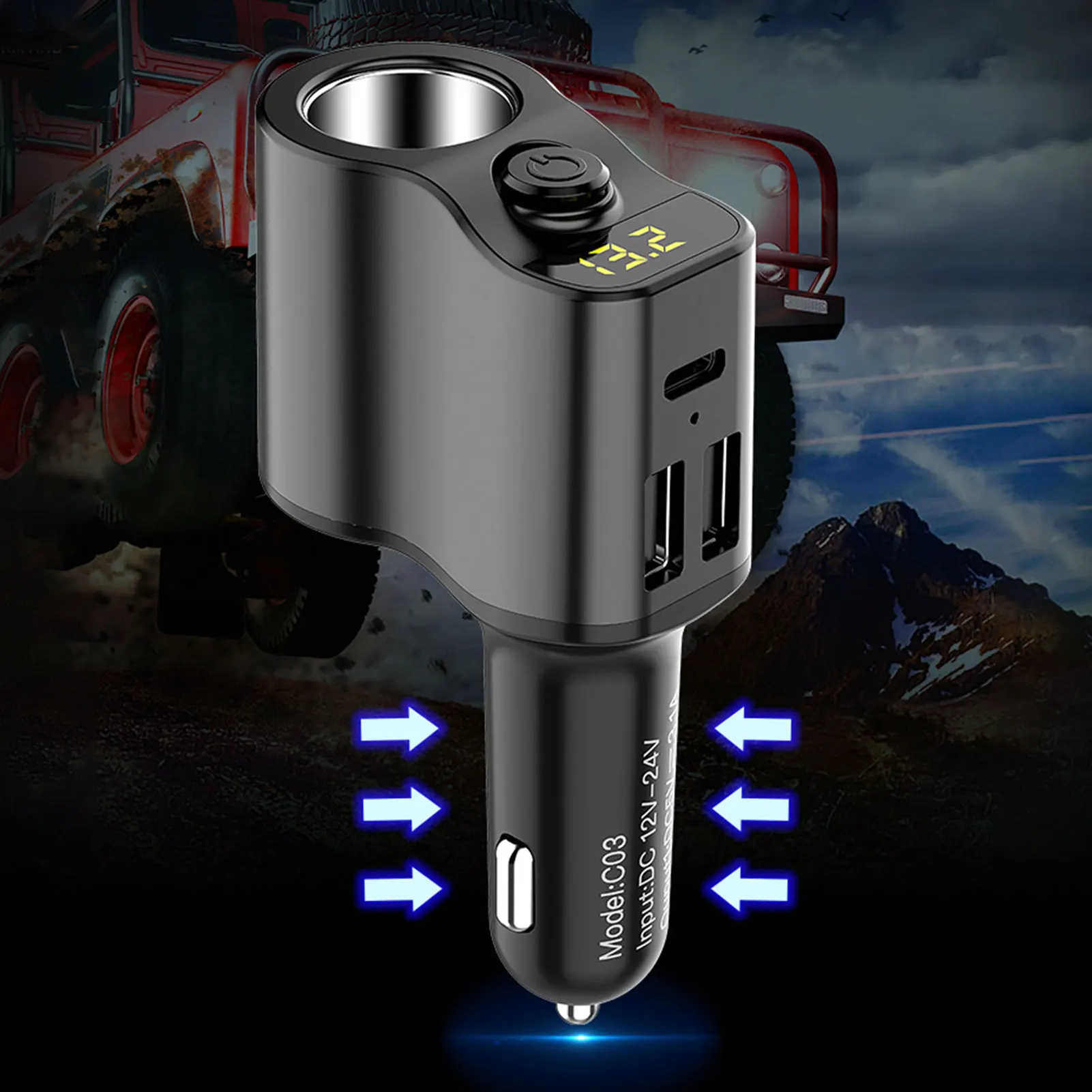 

Автомобильное зарядное устройство с двумя USB-портами, 12 В/24 В