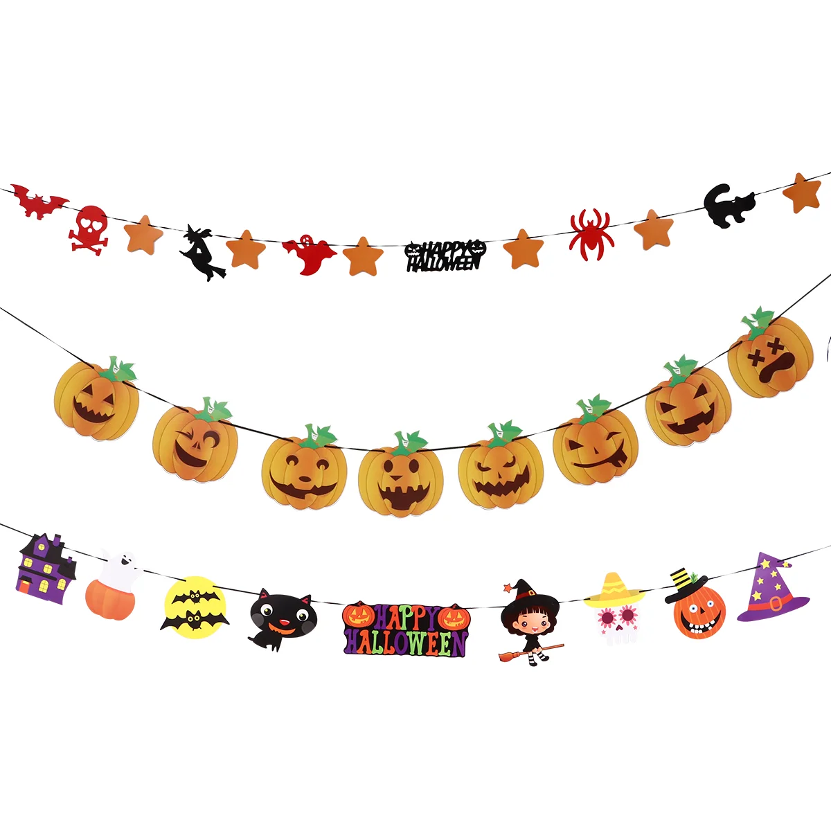 

Banner Hanging Bunting Pumpkin Party Decor Home Garland Flagbat Witch Pennant Flags Triangle Paper Wall Fireplace
