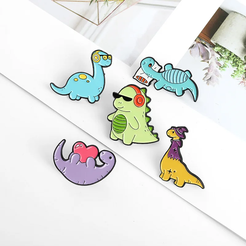 

Cute Dinosaurs Enamel Pins Custom Animals Brooch Lapel Badge Bag Cartoon Jewelry Gift for Kids Friends