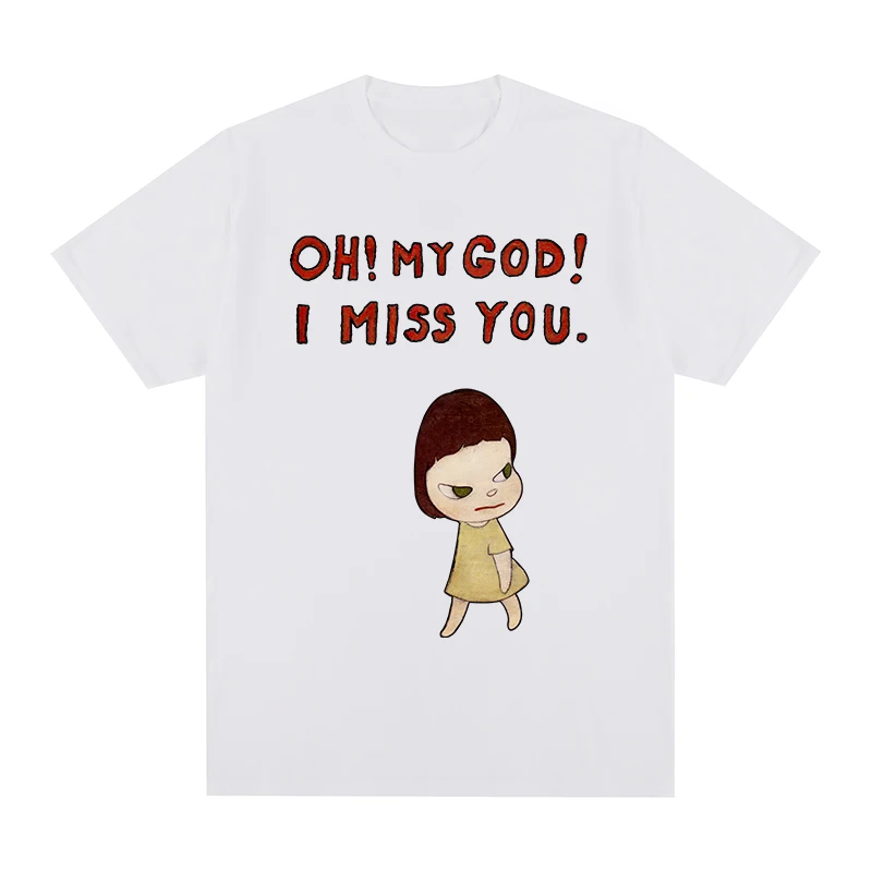 

Yoshitomo Nara i miss you black o neck t-shirt Pre-shrunk Cotton Men T shirt New TEE TSHIRT Womens tops