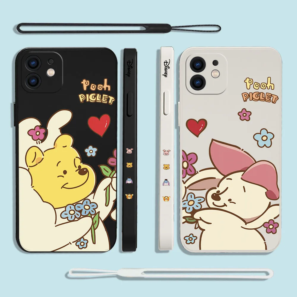

Disney Winnie the Pooh Piglet Phone Case For Xiaomi Redmi Note 11 10A 10 10S 9 8 7 Pro Plus 10C 9A 9C 9T 4G 5G With Lanyard