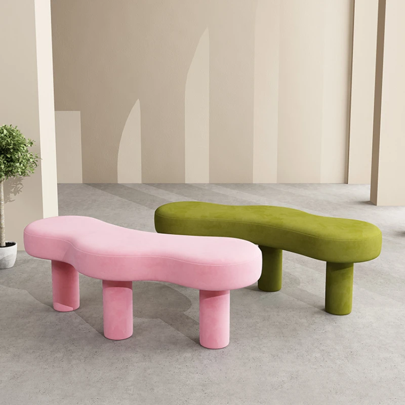 

Indoor Long Changing Shoe Stool Living Room Shoe Ottoman Flannel Leisure Shoe Bench Luxury Home Decor Shoe Stool Furniture