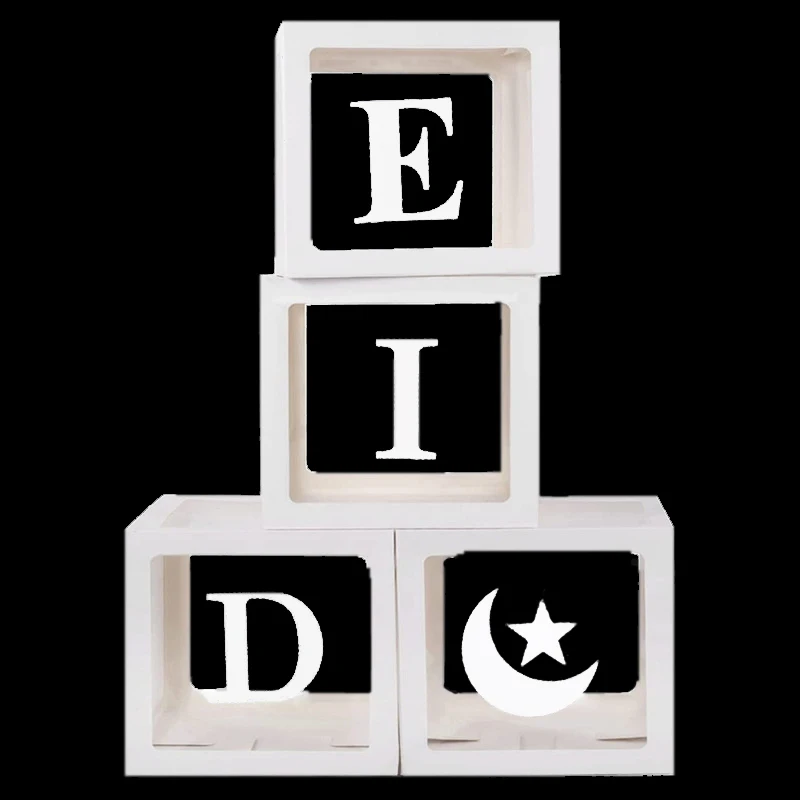 

EID Mubarak Kareem Moon Star A-Z Letter for Transparent Balloon Box Al Adha EID Muslim Party Decor Ramadan Decoration for Home