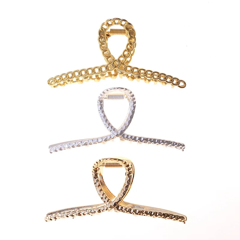 

Ins Net Red 2021 Hair Accessories for Women Classic Metal Catch Clip Simple Cross Bathing Hair Claw Wild Plate Hair Shark Clip