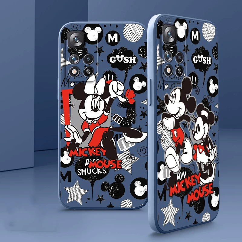 

Disney Mickey Minnie Kiss Liquid Rope Soft Cover Phone Case For Xiaomi Redmi Note 11 11S 11T 10S 10 9S 9T 9 8T 8 Pro Plus 5G