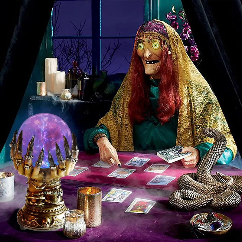 

Креативный светящийся хрустальный шар на Хэллоуин, роскошный Волшебный череп, плазменный шар на палец, пугающий домашний декор