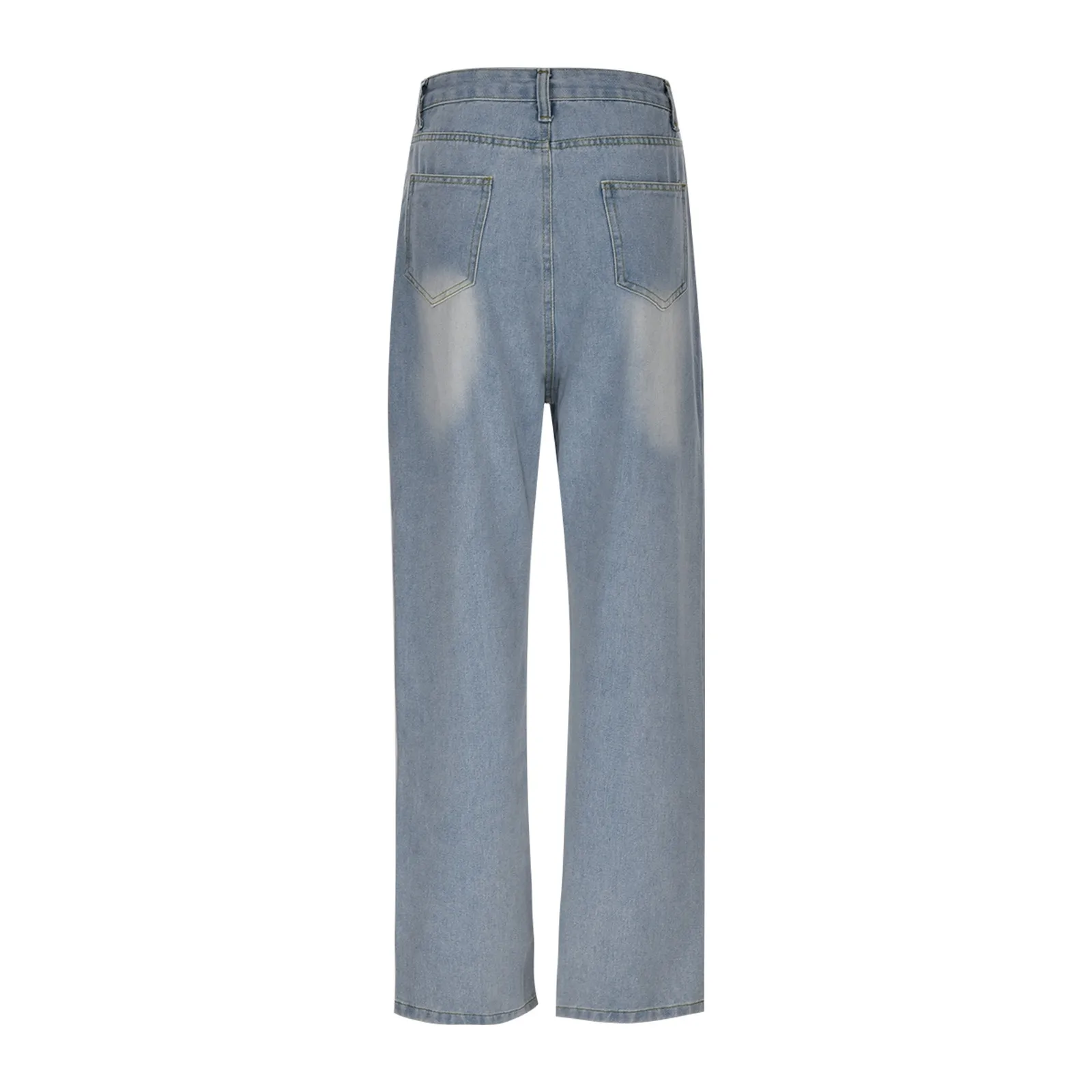 Ripped Denim Trousers Fashion High Waist Jeans Wide Legs Pants Elegant Straight Leg Woman Trousers Appears Thin Pantalones