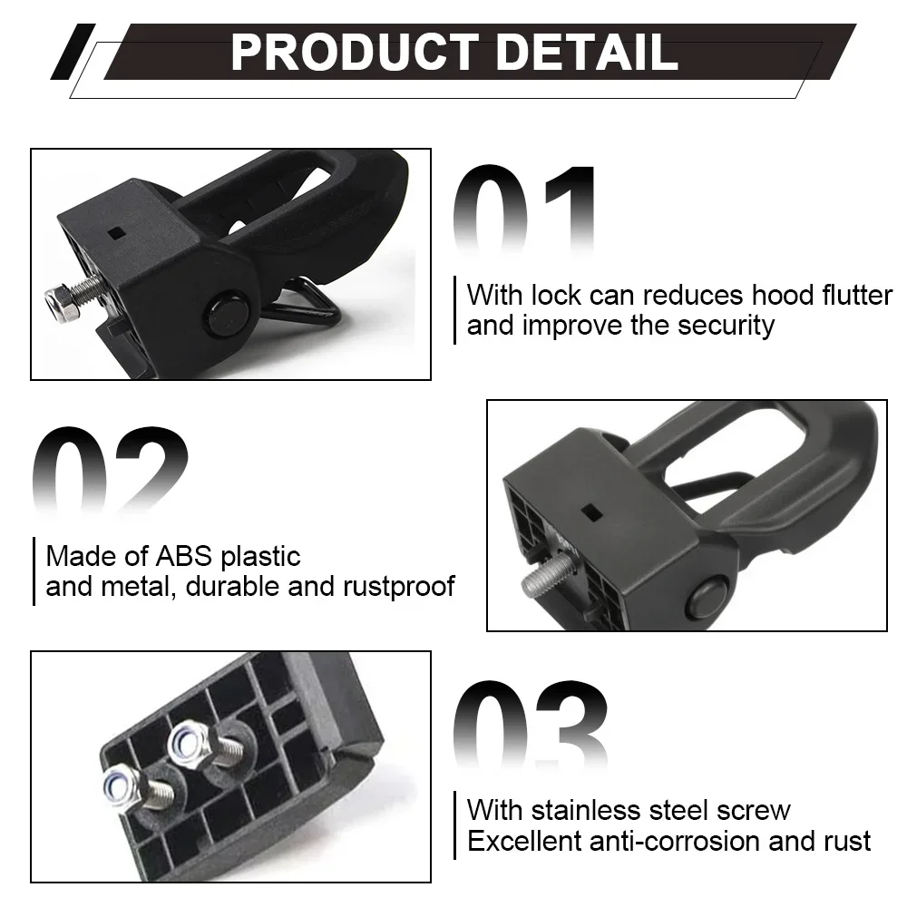Фото Комплект противоугонных защелок капота для JL JT для Jeep Wrangler JL Jlu Gladiator JT 2018-2025+, внешние аксессуары для автомобиля №4