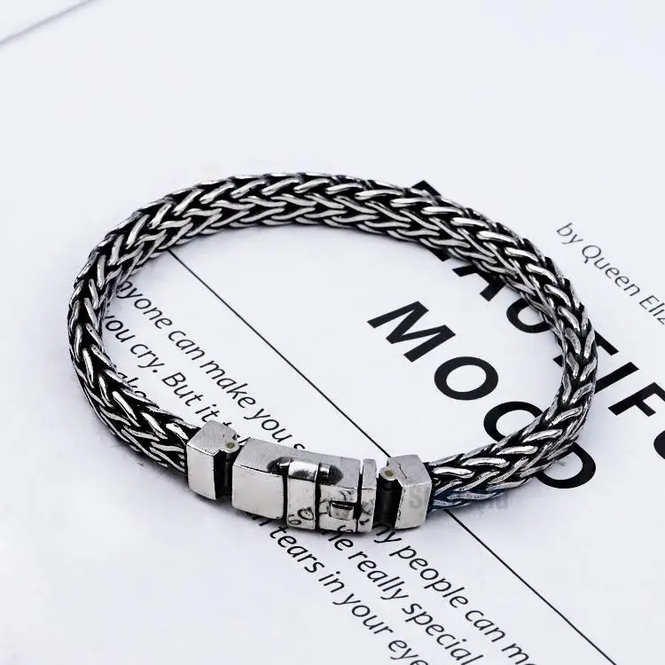

S925 silver niche design coarse type keel bracelet male Thai Thai boyfriend live red net silver restoring ancient ways